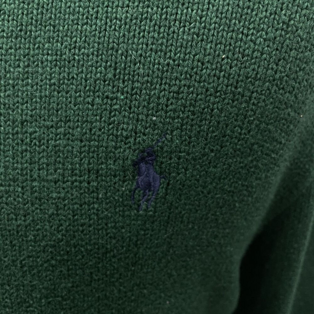 Polo Ralph Lauren Men's Large Green / Blue Pony Tight Knit Pullover Sweater - Picture 3 of 8